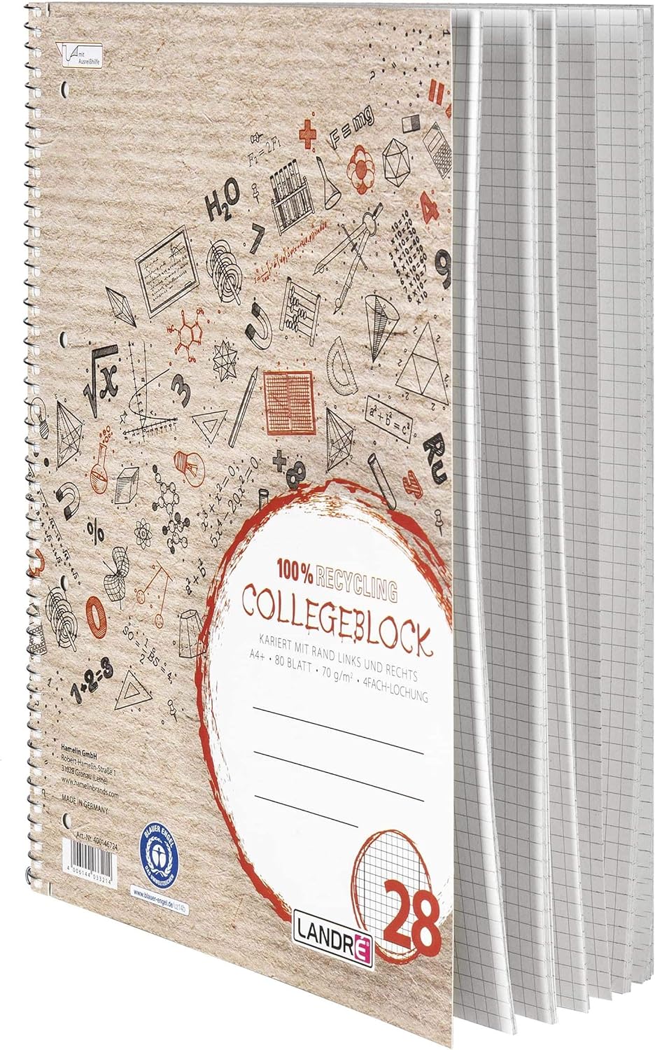 Landré Notepad A4 Recycled Squared 80 Sheets (Pack of 3) – Bild 4