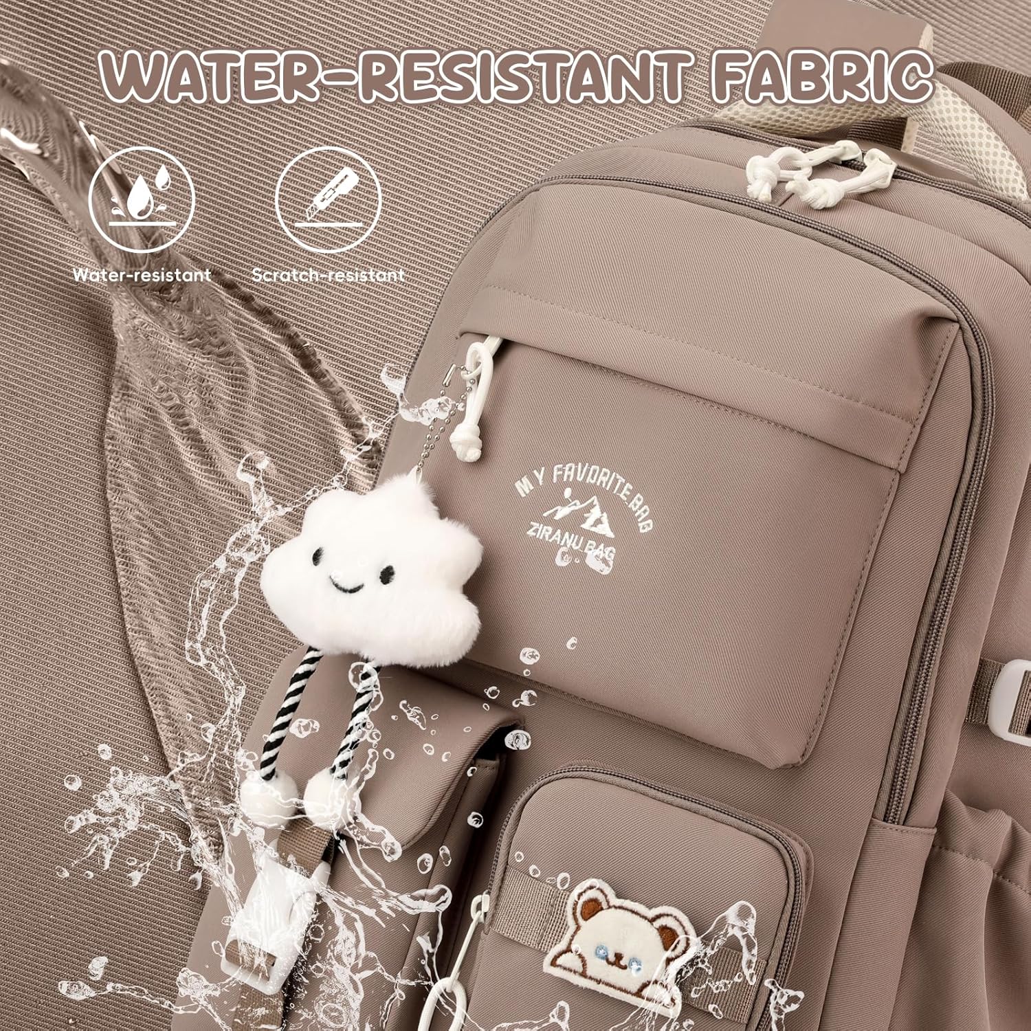 School Backpack Girls Teenagers School Bag Girls Large with Many Compartments Casual Backpack School with Cute Tags and Badges for Girls 3rd to 7th Grade – Bild 6