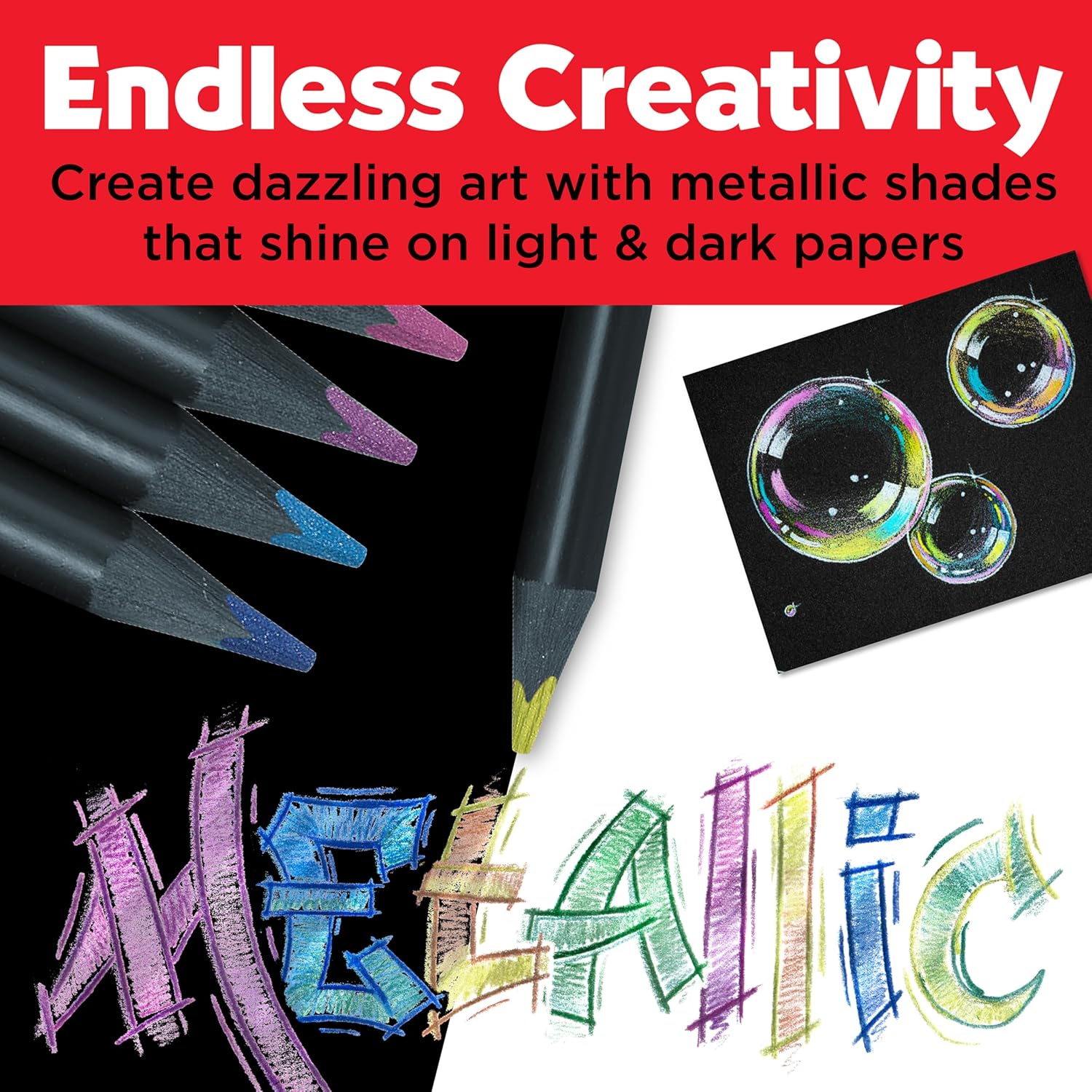 Faber-Castell 116415 Black Edition Metallic Pencil Set, 12 Colouring Pencils, Colouring Pens for Light and Dark Paper – Bild 8