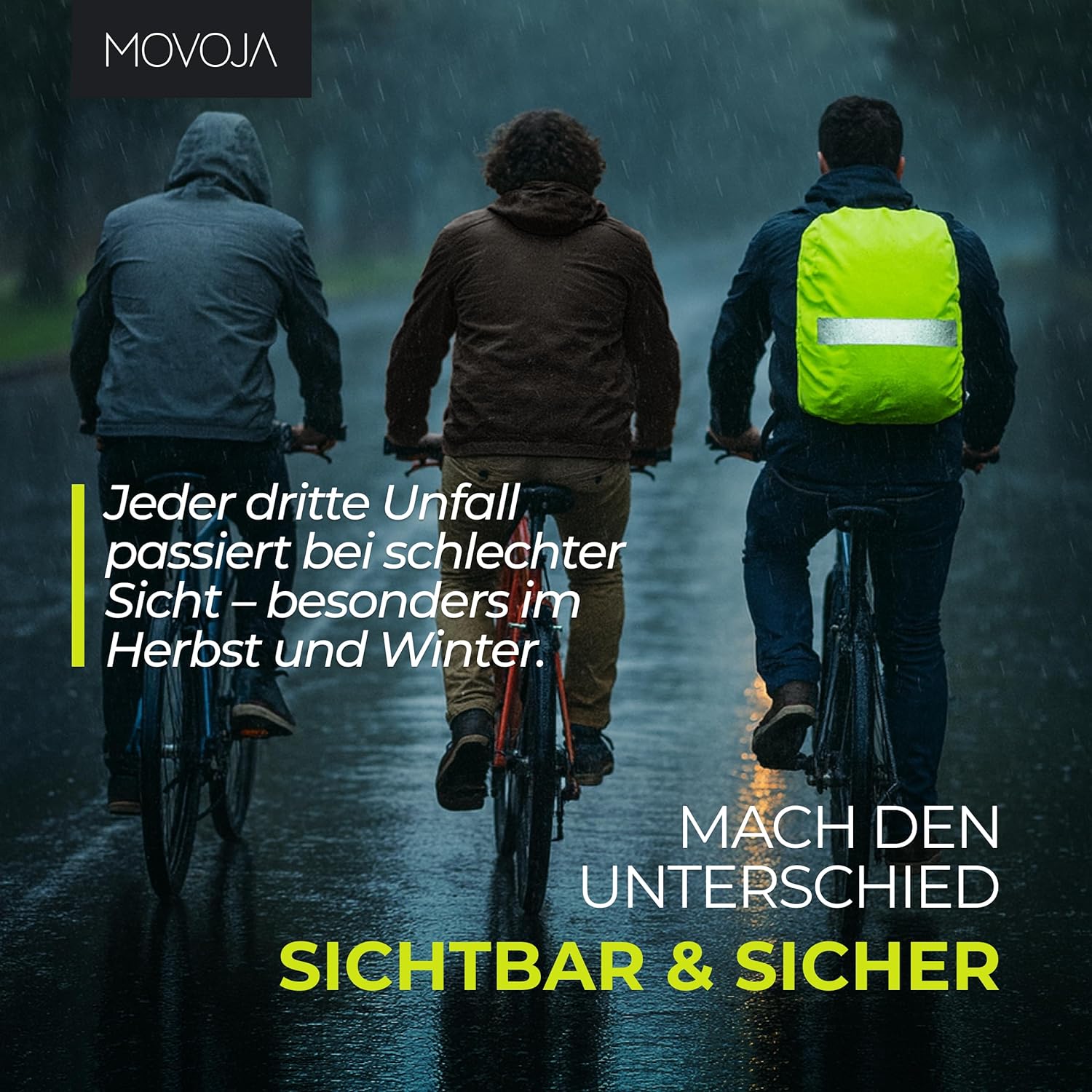 Rain cover for backpacks, water and wind resistant, reflective strips, backpack protection, rain cover, neon safety cover, reflective cover. Yellow – Bild 6
