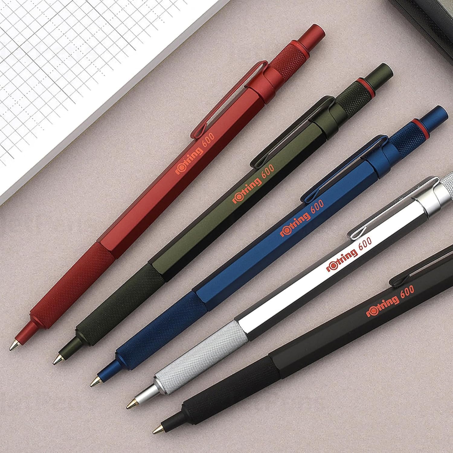 rOtring 600 Ballpoint Pen, Medium Tip, Black Ink, Black Barrel, Refillable – Bild 6
