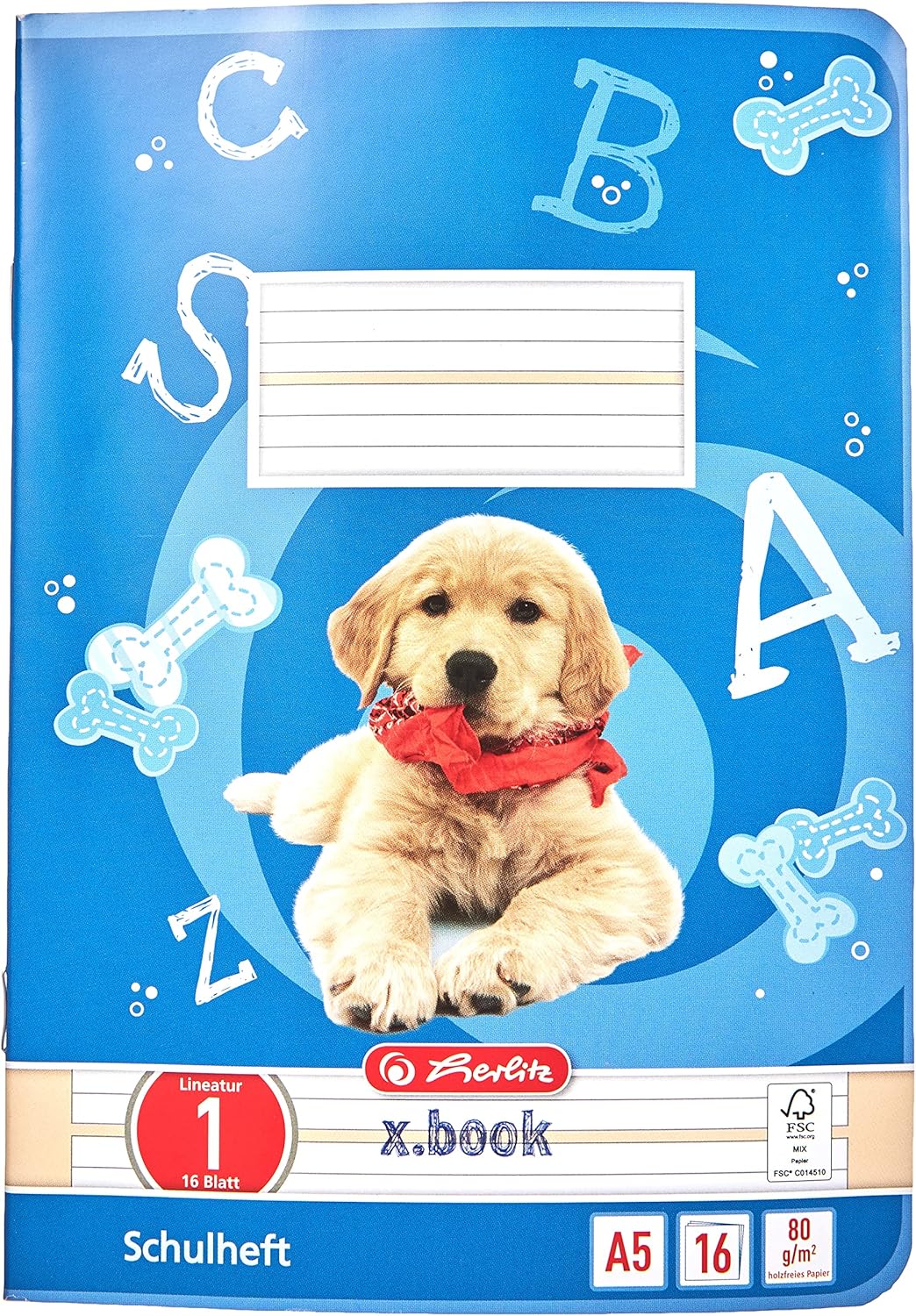 Herlitz 3320108 A5 Notepads, 16 Sheets, Ruling 01 (Lined), Coloured Lines, FSC Mixed, Pack of 10 Assorted Motifs