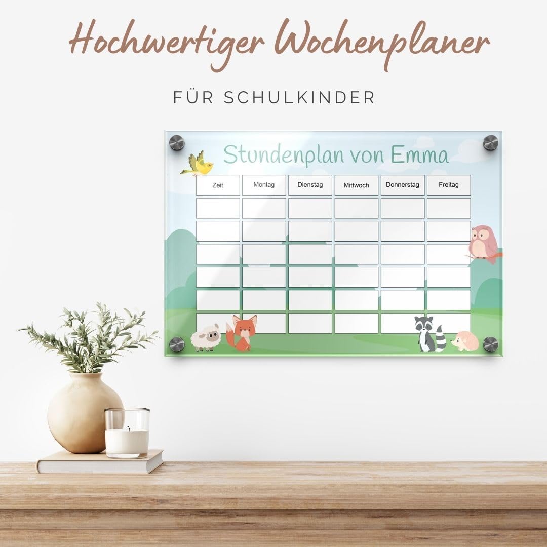 Acrylic Glass Timetable with Horse Motif for Hanging - Personalised with Name and Wipe Clean - High-Quality School Planner - Special Gift for School Girls – Bild 4