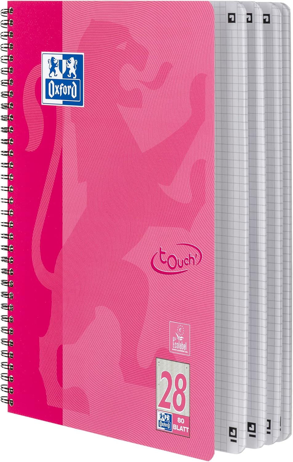 Oxford Touch College Notepad A4 Squared Double Margin 80 Sheets Pink (Pack of 3) – Bild 3