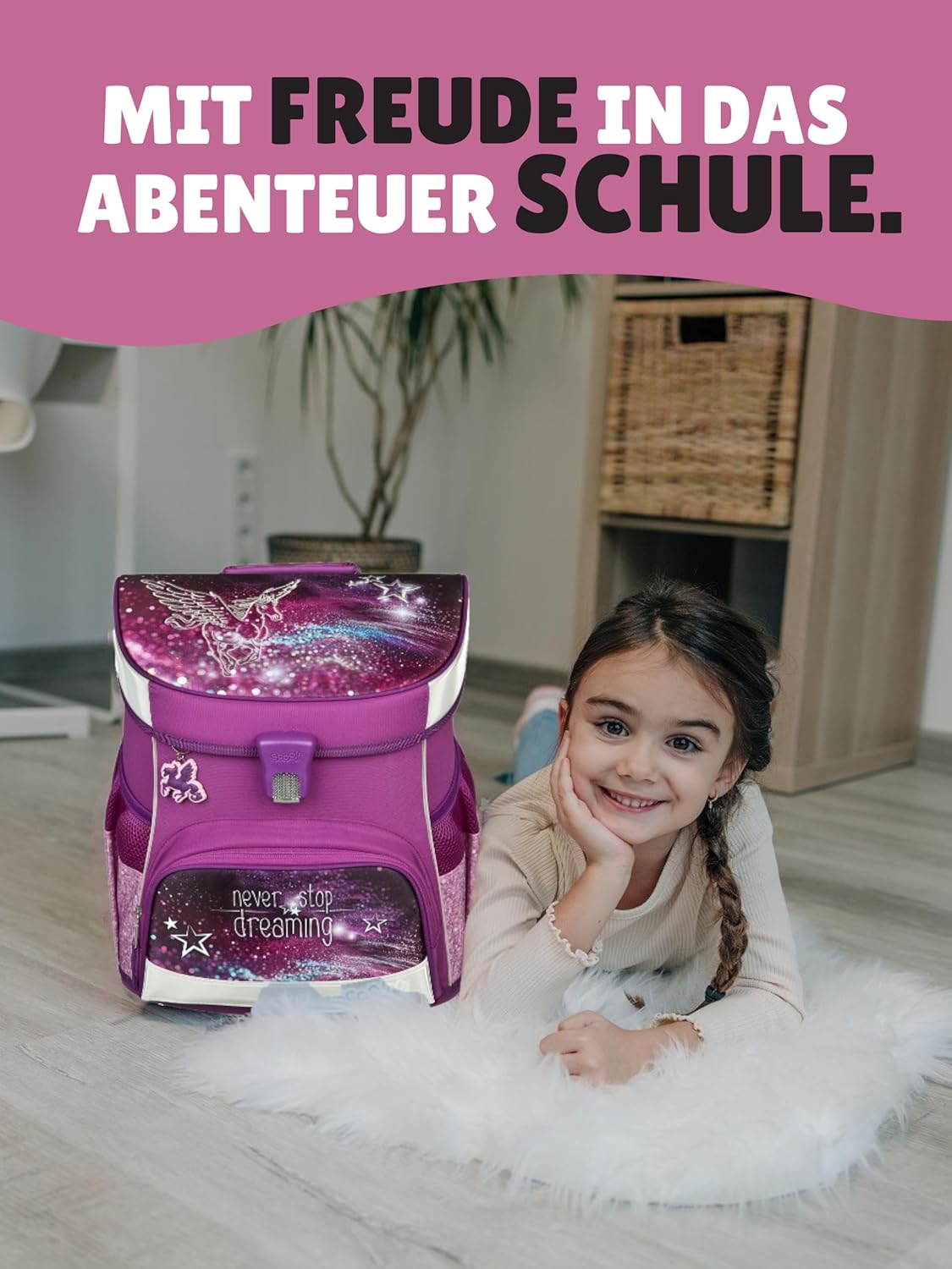 Familando Girls School Bag 1st Class · Scooli Campus Fit School Bag · Ergonomic & Lightweight · Children's School Bag Set for Girls (10-Piece with School Cone, Pegasus Purple) – Bild 7