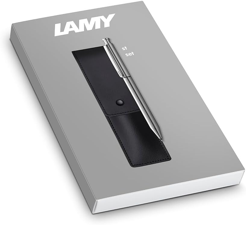 LAMY Set of 1 x ST Twin Pen 645 Multi-Pen System Stainless Steel Ballpoint Pen and Pencil in Silver and 1x Genuine Leather Case in Black for Two Writing Instruments – Bild 2