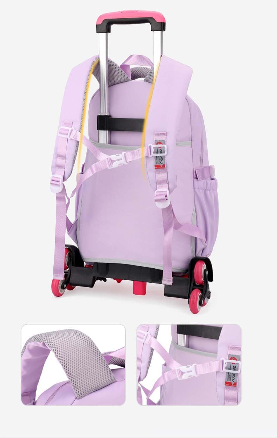 School Backpack Trolley for Girls, Boys Teenagers Backpack with Wheels, School Bag Teenagers Daypacks Children's School Bag Outdoor Camping Large School Bag Waterproof Casual Daypack – Bild 4