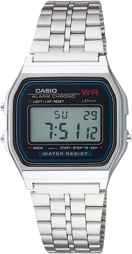 Casio Unisex Digital Watch with Stainless Steel Bracelet A159WA-1D
