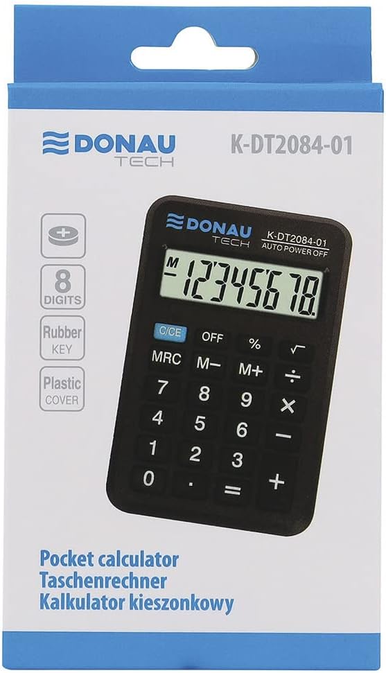 DONAU TECH/K-DT2084-01 Calculator 8-Digit Root Function 97 x 60 x 11 mm Colour: Black / Calculator Display / Battery Operated / Compact Design – Bild 5
