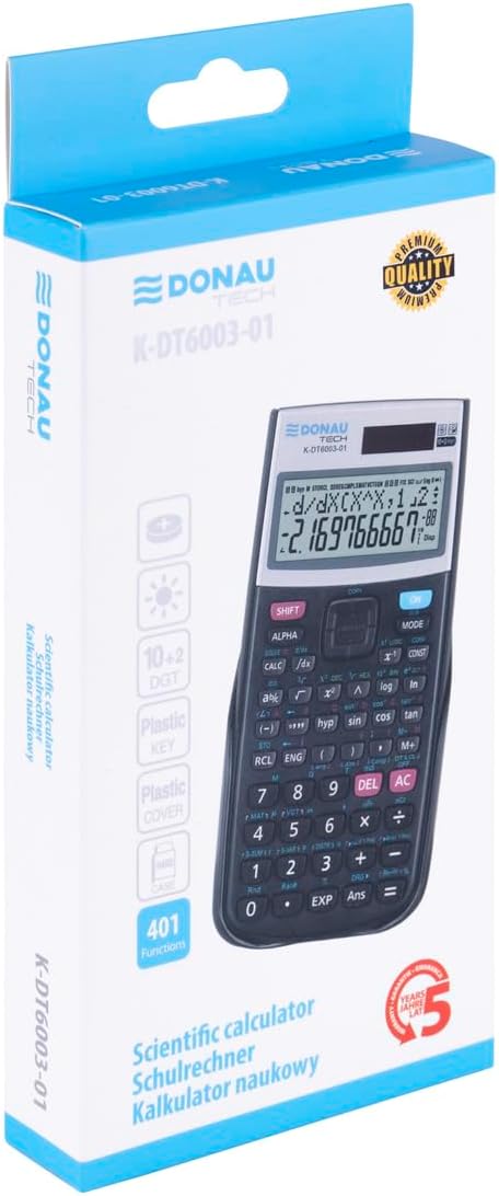 DONAU Tech Technical Scientific Calculator, Solar and Battery, 401 Functions, Black, Calculator Protective Cover, School Calculator, Sliding Case, 16.4 x 8.4 x 1.9 cm – Bild 8