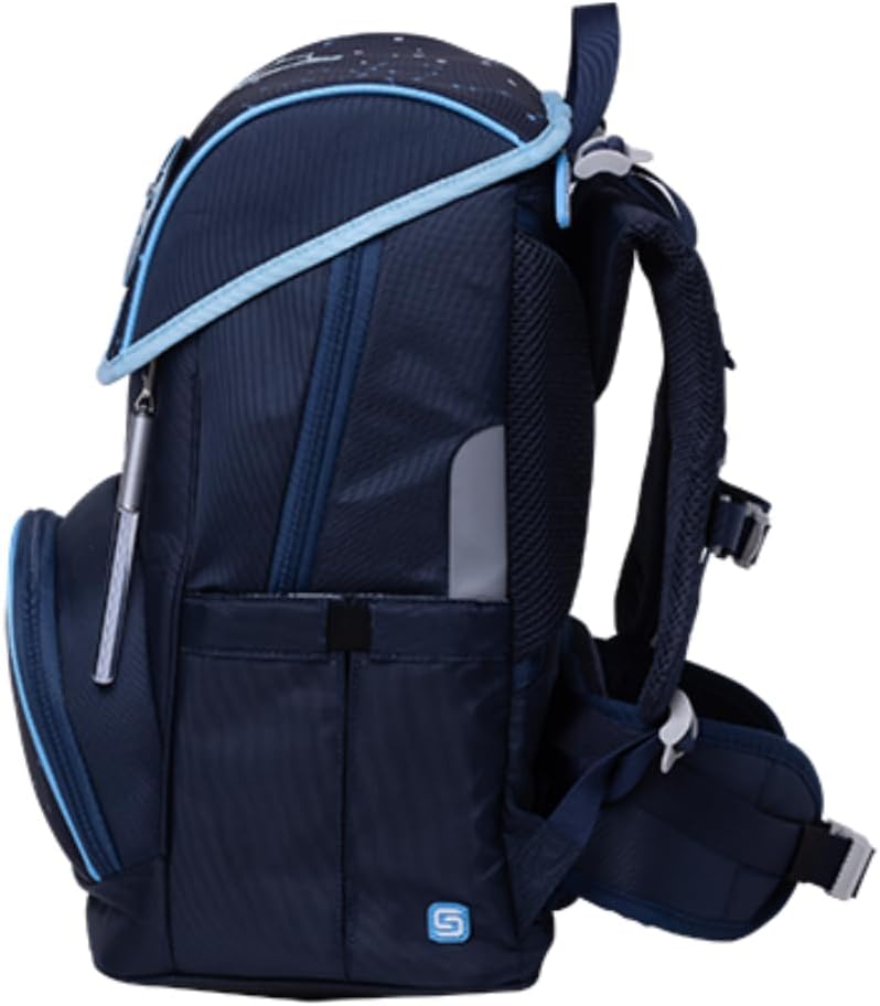 Schneiders Ergojet Space Dream School Bag Set (6 Pieces) - Convertible Boys' School Bag with LED Light, Ergonomic & Sustainable, Lightweight (990 g), Space Motif, 21 L, Blue, blue, One size – Bild 6