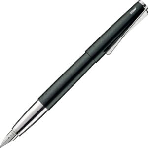 Lamy Studio 069 Fountain Pen – Stainless Steel Fountain Pen in Black/Green Varnish Finish with a Polished Stainless Steel Grip – Polished Silver Steel Nib – Nib Size F, 1 Piece (Pack of 1)