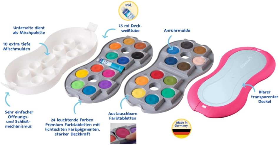 Pelikan Space Paint Box, 24 Colours + 1 Tube Opaque White, Magenta, Pack of 1 – Bild 2