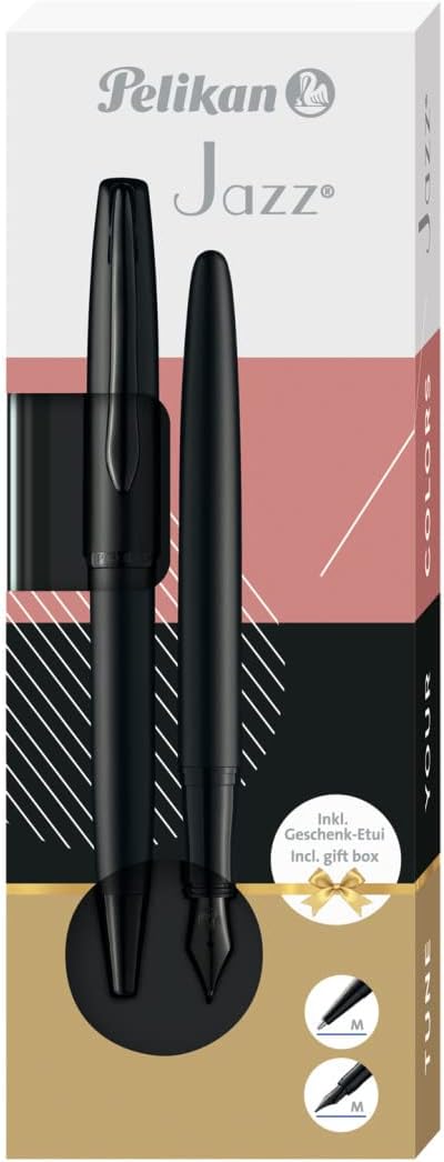 Pelikan Jazz Noble Elegance K/P36 with Fountain Pen and Ballpoint Pen, Carbon (Black), Elegant Cartridge Fountain Pen and Metal Ballpoint Pen – Bild 9
