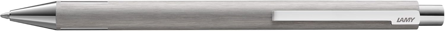 Lamy Set of 1x econ 240 Ballpoint Pen Brushed Stainless Steel and 1x Leather Case in Black for Writing Instrument, Includes Large Refill M 16 Black Line Width M – Bild 4