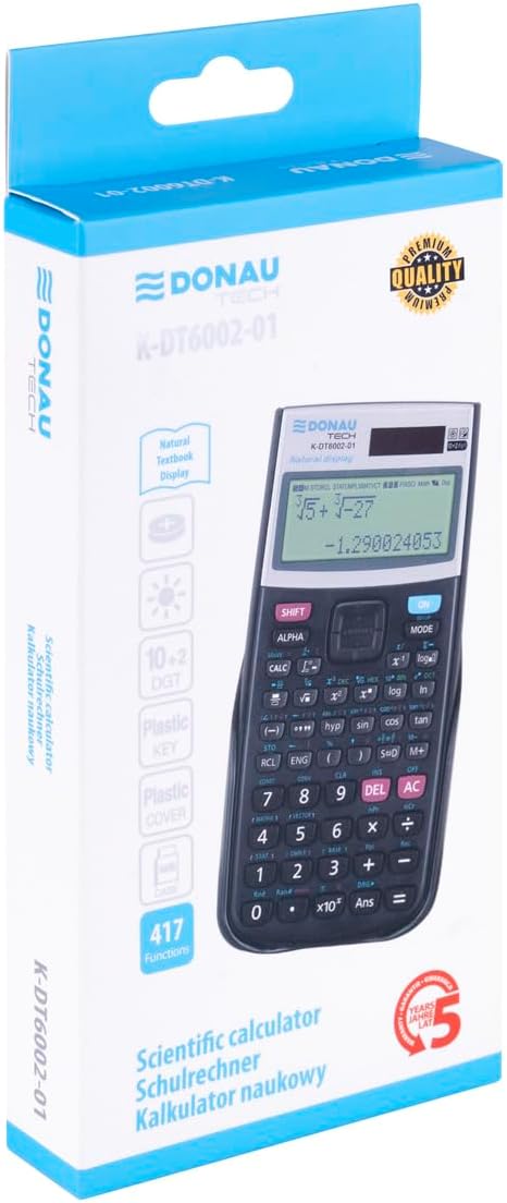 DONAU Tech Technical Scientist/Calculator with Natural Display / Solar and Battery / 417 Functions / Black / Calculator Protective Case / School Calculator / Sliding Case – Bild 8