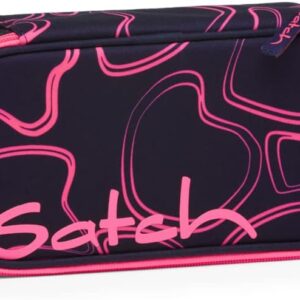 satch Extra Large Pencil Case including Divider Compartment, Zip-Up Pocket, Pen Holder Set, Square Viewing Window for Timetable, Pink Supreme, Pink