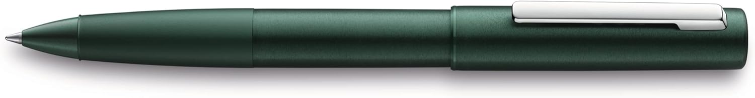 LAMY aion 377 Rollerball Pen - Seamless Deep Drawn Aluminium Roller Pen in Dark Green with Highly Polished Stainless Steel Clip - With Rollerball Pen Refill M 63 Black - Line Width M