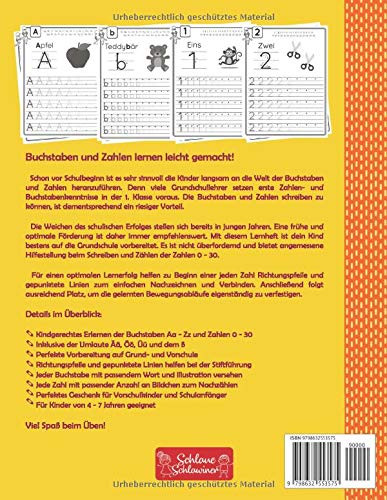 Buchstaben und Zahlen Schreiben Lernen Ab 4 Jahren: Erste Buchstaben und Zahlen Spielend Üben und Nachschreiben | Perfektes Lernheft für Kindergarten, Vorschule und 1. Klasse – Bild 2