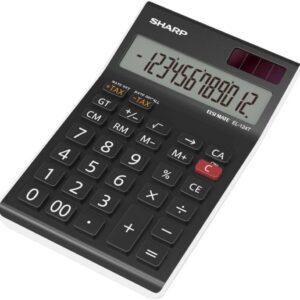 Sharp EL-124TWH Office Desktop Calculator – Black/White