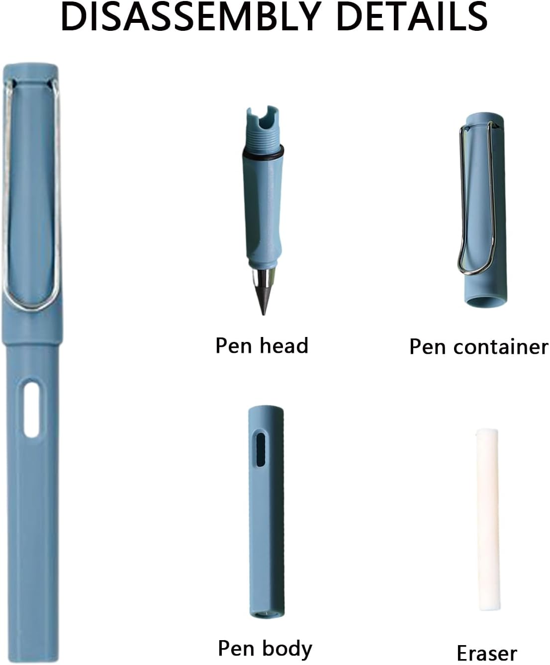 Pack of 5 Metal Inkless Pencils, Magic Pencil with 5 Interchangeable Head and 5 Erasers, Inkless Pencils for Children and Adults from 3 Years (Multi-Colour) – Bild 2