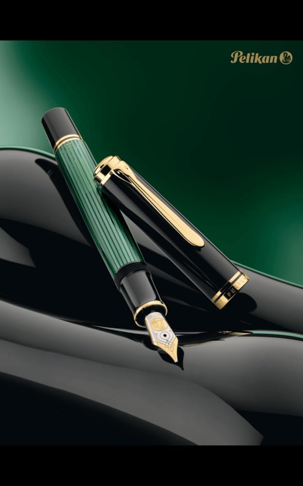 Pelikan Souverän 400 994863 Fountain Pen Black / Green Nib M Medium High-Quality Piston Fountain Pen in Gift Case – Bild 4