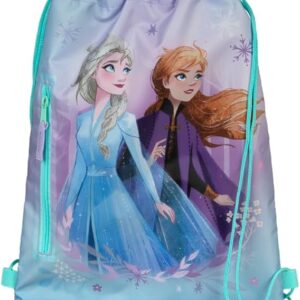 Undercover Anna & Elsa Kids, Boys, Girls, Teens Shoe Bag, Gym Bag with Zip Pocket, Approx. 32 x 41 cm, for School, Travel, Sports, blue