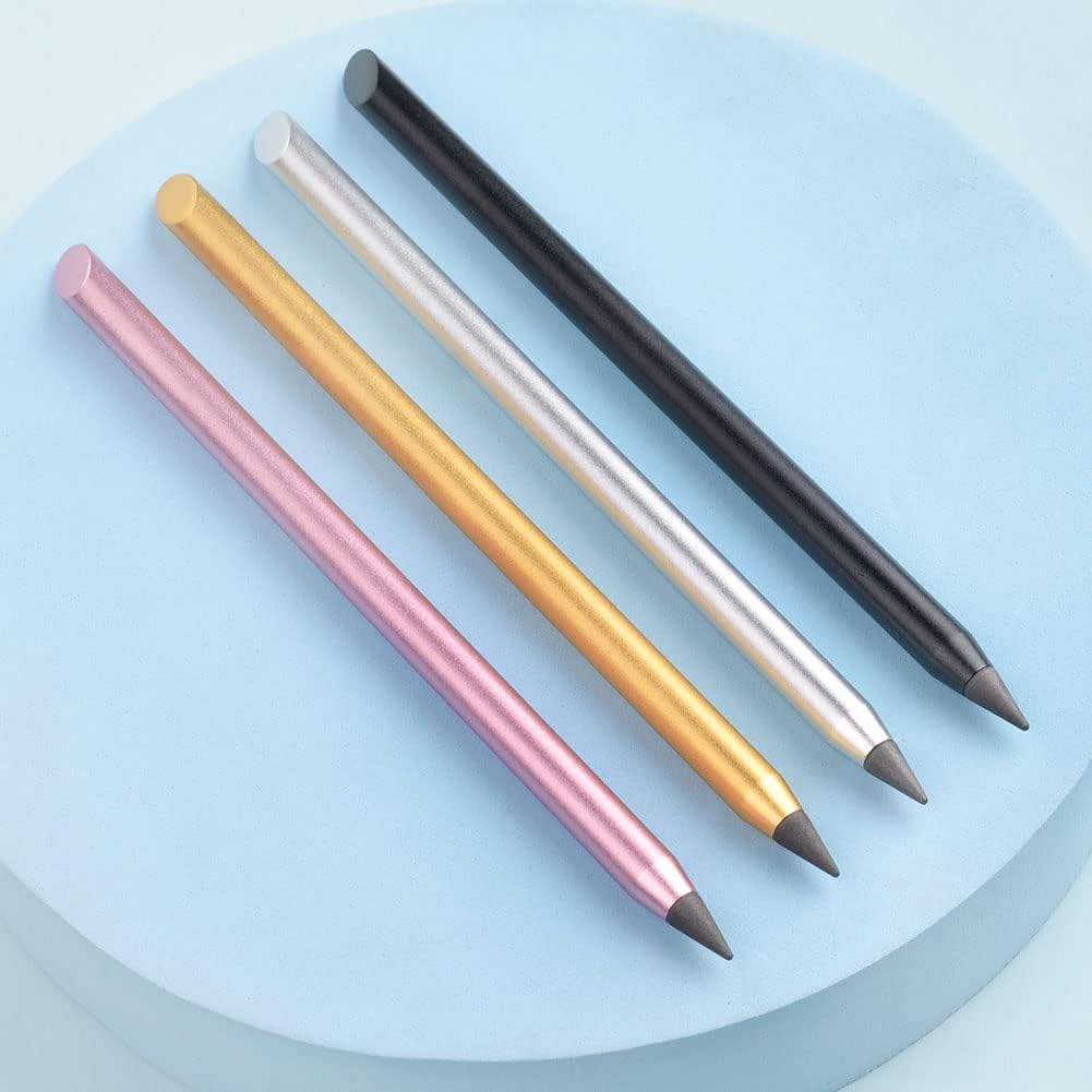 AUAUY Pack of 2 Metal Inkless Pencils, Pencil Without Sharpener with 2 Interchangeable Perpetual Pencil Replacement Heads for Children and Adults Pencils (Black, Silver), From 3 Years – Bild 9