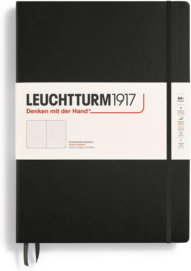 Leuchtturm1917 Master Classic Notebook (A4+), Hardcover, 233 Numbered Pages, Black