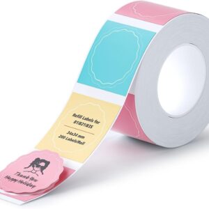NIIMBOT Self-Adhesive Labels Compatible with NIIMBOT B1/B21/B3S Thermal Label Printer, Thermal Paper for School, Home, Office, Small Businesses (Multicoloured Round-34 x 34 mm)
