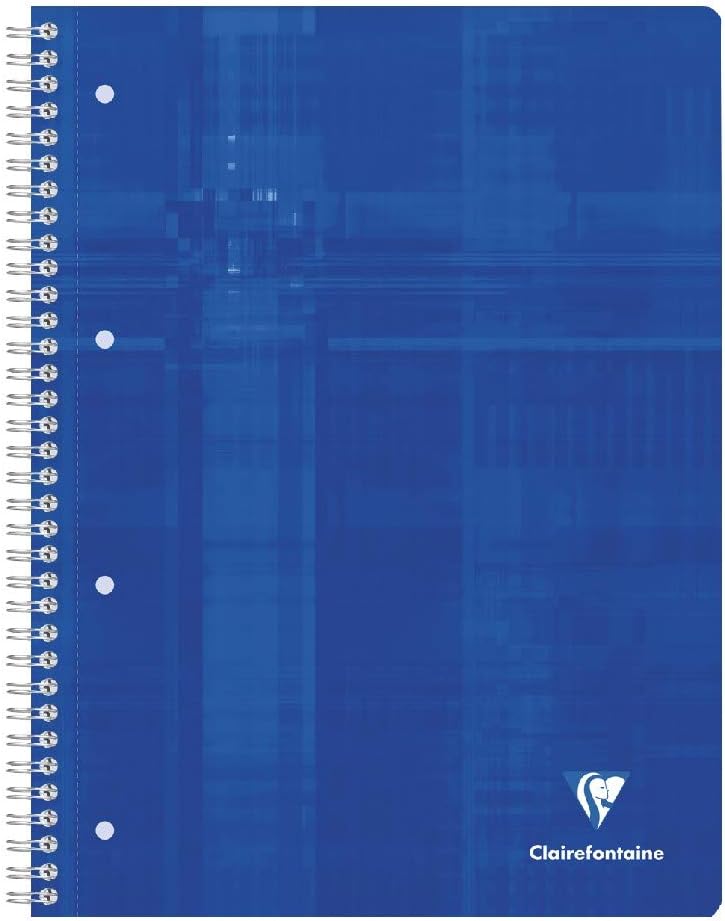 Clairefontaine 8251C - Pack of 5 College Notepads DIN A4+ with Ring Binder Holes, 4-Hole Punched, 80 Sheets French Ruling, 90 g, Assorted Colours, 1 Pack