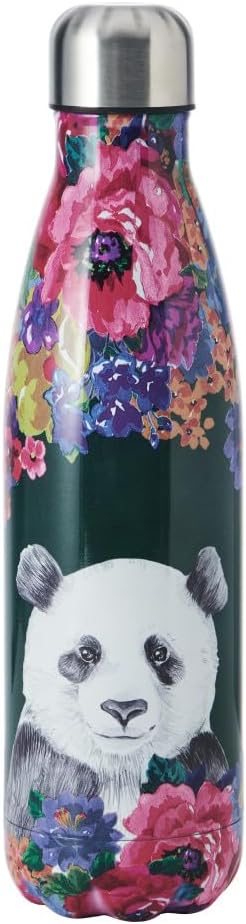 Mikasa Wild at Heart Water Bottle, 500 ml, Reusable Insulated Stainless Steel Bottle with Screw Cap for Travel, School or Gym, Panda Print