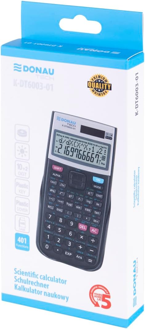 DONAU Tech Technical Scientific Calculator, Solar and Battery, 401 Functions, Black, Calculator Protective Cover, School Calculator, Sliding Case, 16.4 x 8.4 x 1.9 cm – Bild 7