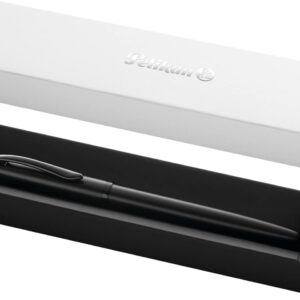 Pelikan Jazz Noble 821834 Fountain Pen, Carbon (Black), for Right-Handed and Left-Handed Users, Elegant Metal Cartridge Fountain Pen in Gift Case, Nib M