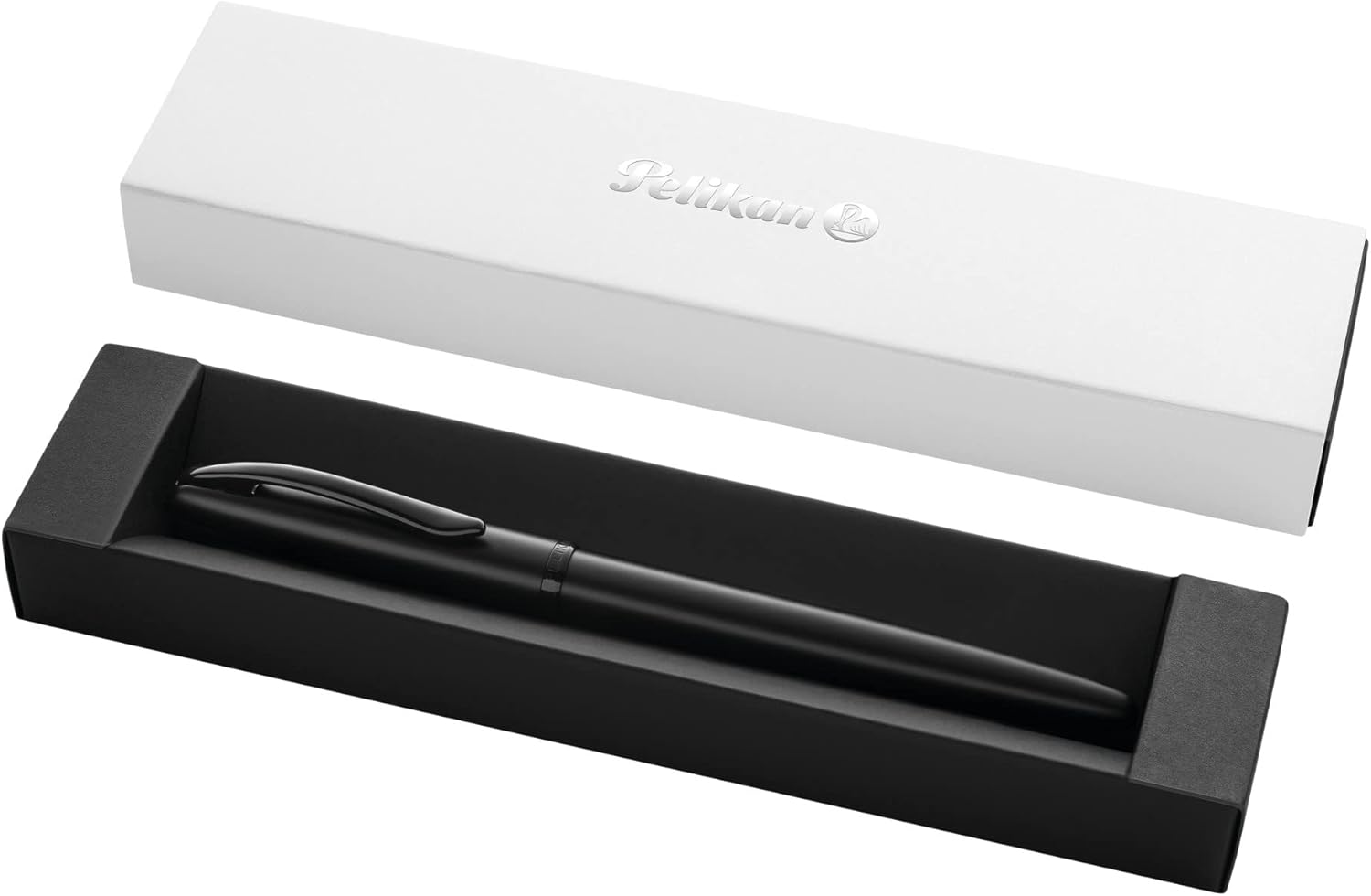 Pelikan Jazz Noble 821834 Fountain Pen, Carbon (Black), for Right-Handed and Left-Handed Users, Elegant Metal Cartridge Fountain Pen in Gift Case, Nib M