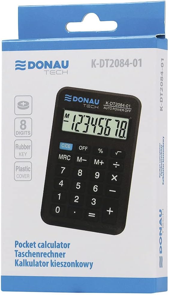 DONAU TECH/K-DT2084-01 Calculator 8-Digit Root Function 97 x 60 x 11 mm Colour: Black / Calculator Display / Battery Operated / Compact Design – Bild 6