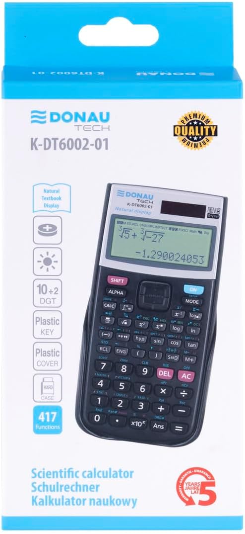 DONAU Tech Technical Scientist/Calculator with Natural Display / Solar and Battery / 417 Functions / Black / Calculator Protective Case / School Calculator / Sliding Case – Bild 9