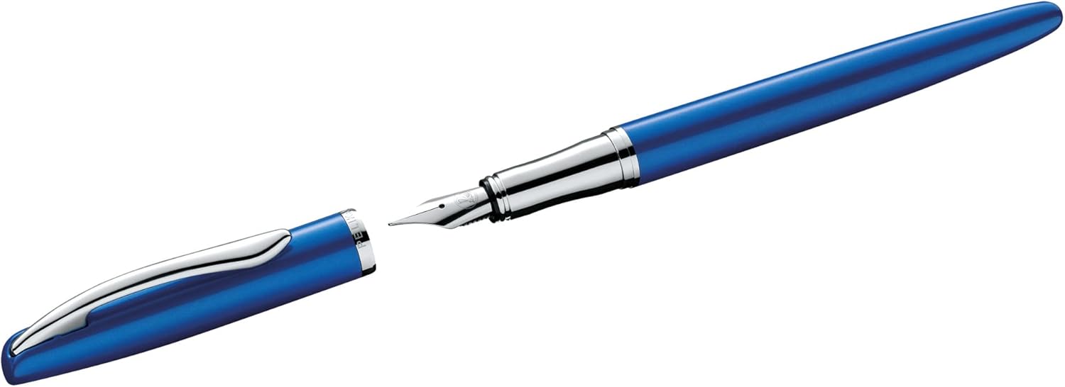 Pelikan Jazz Noble Fountain Pen Sapphire (Blue) for Right-Handed and Left-Handed Users, Elegant Metal Cartridge Fountain Pen in Gift Case, Nib M, 821841 – Bild 2