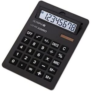 Olympia LCD 908 Jumbo Professional/Desk Display Calculator, Battery, Solar Energy Driven, Tilted Display