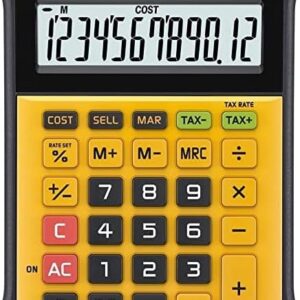CASIO WM-320MT Desktop Calculator, 12 Digits, Splashproof and Dust-Proof, Tax Calculation, Solar/Battery Operated, Orange