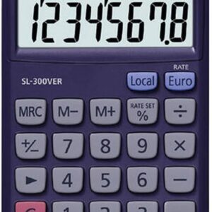 Casio SL-300VE eight digit display calculator with battery and solar power, EACH