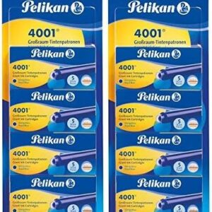 Pelikan 330894 Ink Cartridges 4001®, Pack of 20 (4 x 5) Large Capacity Cartridges, Royal Blue