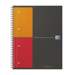 Oxford 100103664 - International Notebook, A4 +, checkered, 80 sheets, sturdy cardboard cover, gray