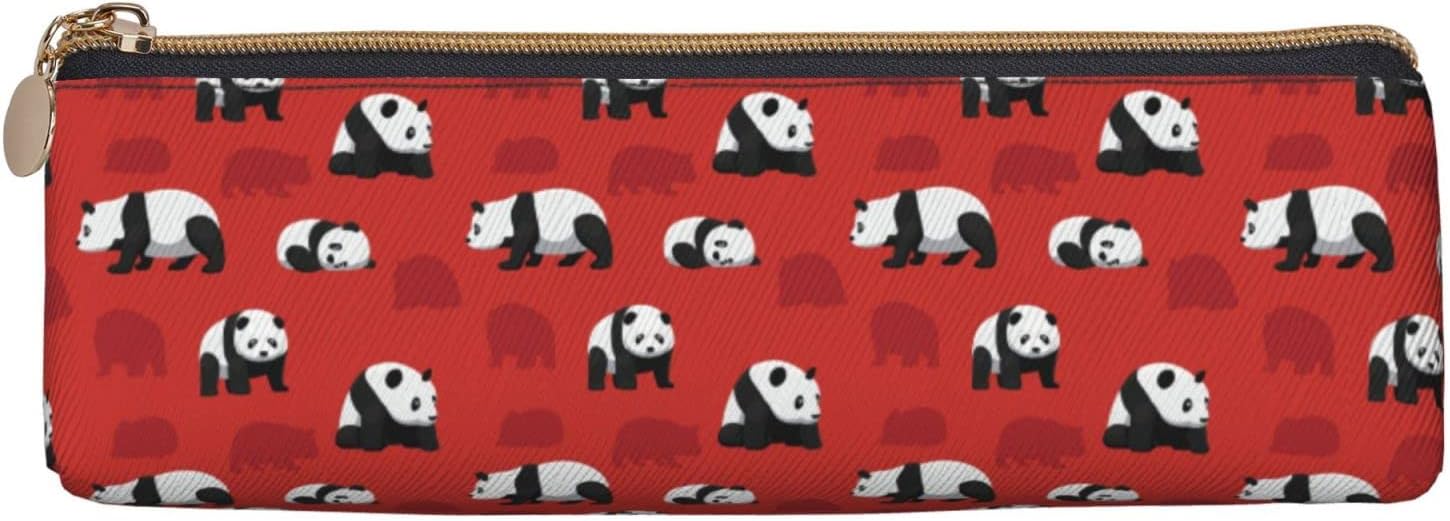 Panda Pencil Case Cosmetic Bag Pencil Case Triangle Leather Storage Bag Zipper Stationery Organizer for Adults Office, panda, Bag organiser – Bild 3