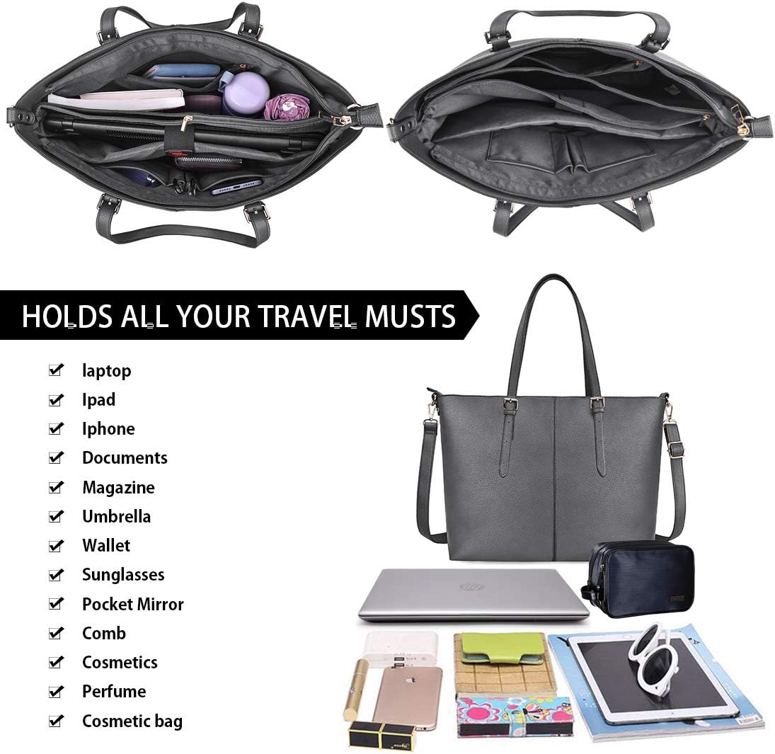 NUBILY Women's Laptop Handbag, 15.6 Inches, Shopper Handbag, Elegant, Leather, Large, Lightweight, Stylish for Business / School / Shopping – Bild 3