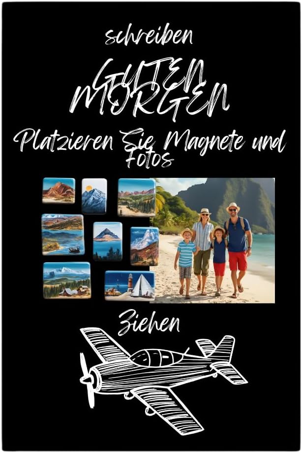 Our Rich Magnetic Board, Black, 80 x 50 cm, Metal Magnetic Board, Magnetic Board, Wall Mounting, for Living Room, Kitchen, Hallway, Children's Room, Office, Board for Tourist Magnets, Notes and Photos – Bild 6