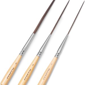 Extra Long Liners Brush – Pack of 3 Artist Brushes Made of Ox Hair for Filling Corners, Marking, Edging and Designing Edge Edges | Ideal for Watercolour, Acrylic and Oil