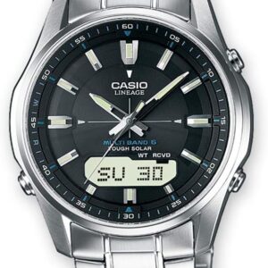 Casio Wave Ceptor Men’s Solar Radio-Controlled Sapphire Crystal Watch with Solid Stainless Steel Case and Bracelet