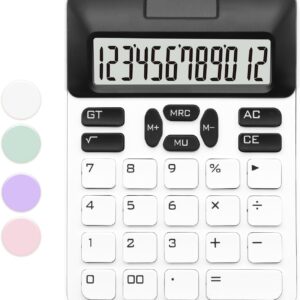 Scientific Calculator, 12 Digit LCD Display, Dual Powered (Battery & Solar), Office, Home, School