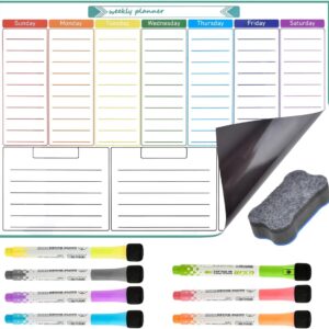 A3 Timetable Wipe Clean Monthly Planner Magnetic Set 9 Pieces Timetable Magnetic Whiteboard Film Food Planner Week Wipe Clean Family Planner Whiteboard Planner Weekly Planner Wipe Clean Magnetic